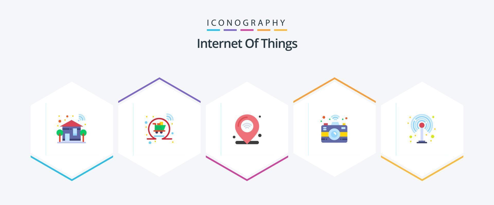 internet van dingen 25 vlak icoon pak inclusief modem. connectiviteit. winkelen. camera. iot vector