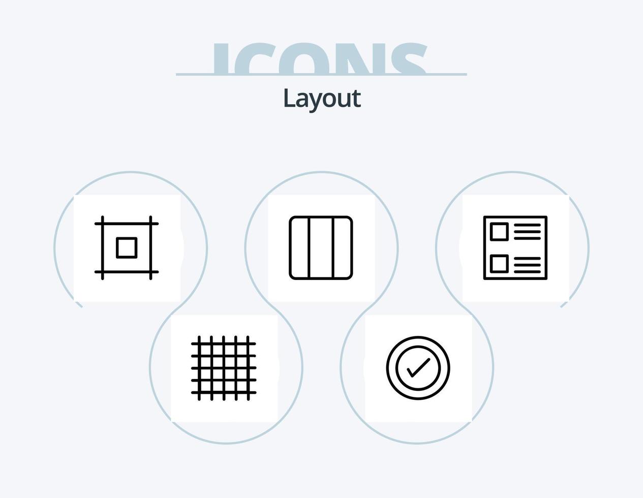 lay-out lijn icoon pak 5 icoon ontwerp. indeling. rooster. het formulier. kader. peilen vector