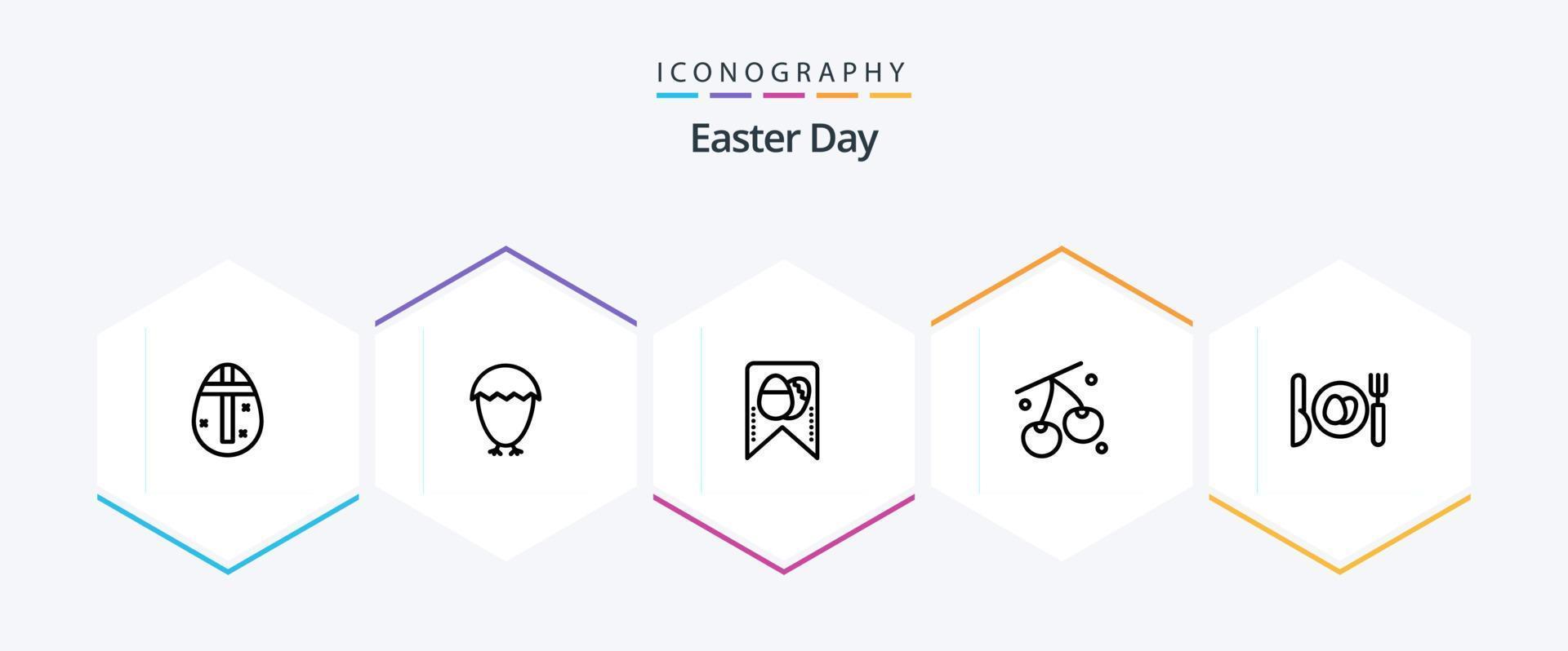 Pasen 25 lijn icoon pak inclusief Pasen. diner. label. Pasen. fruit vector