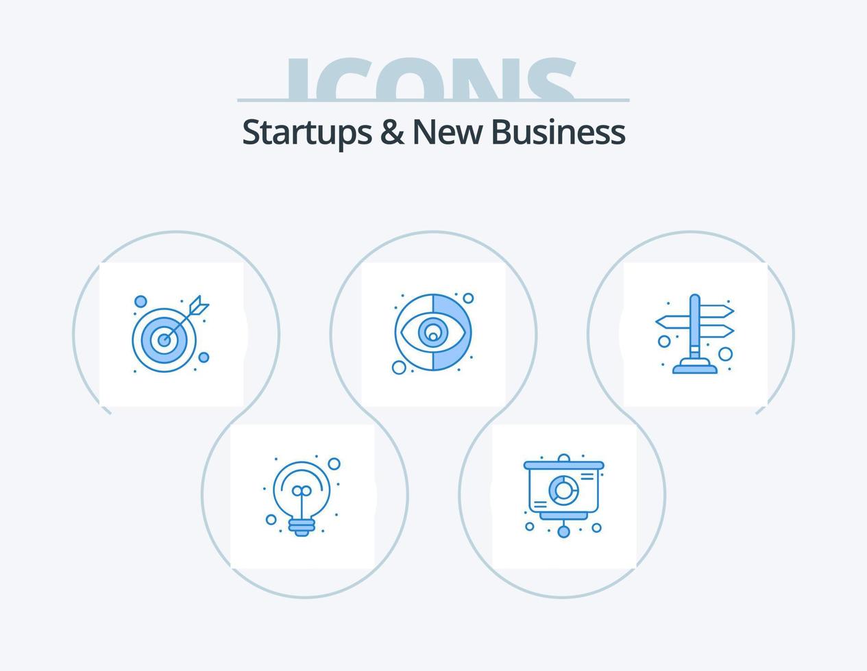 startups en nieuw bedrijf blauw icoon pak 5 icoon ontwerp. . manieren. doelwit. manier. richting vector
