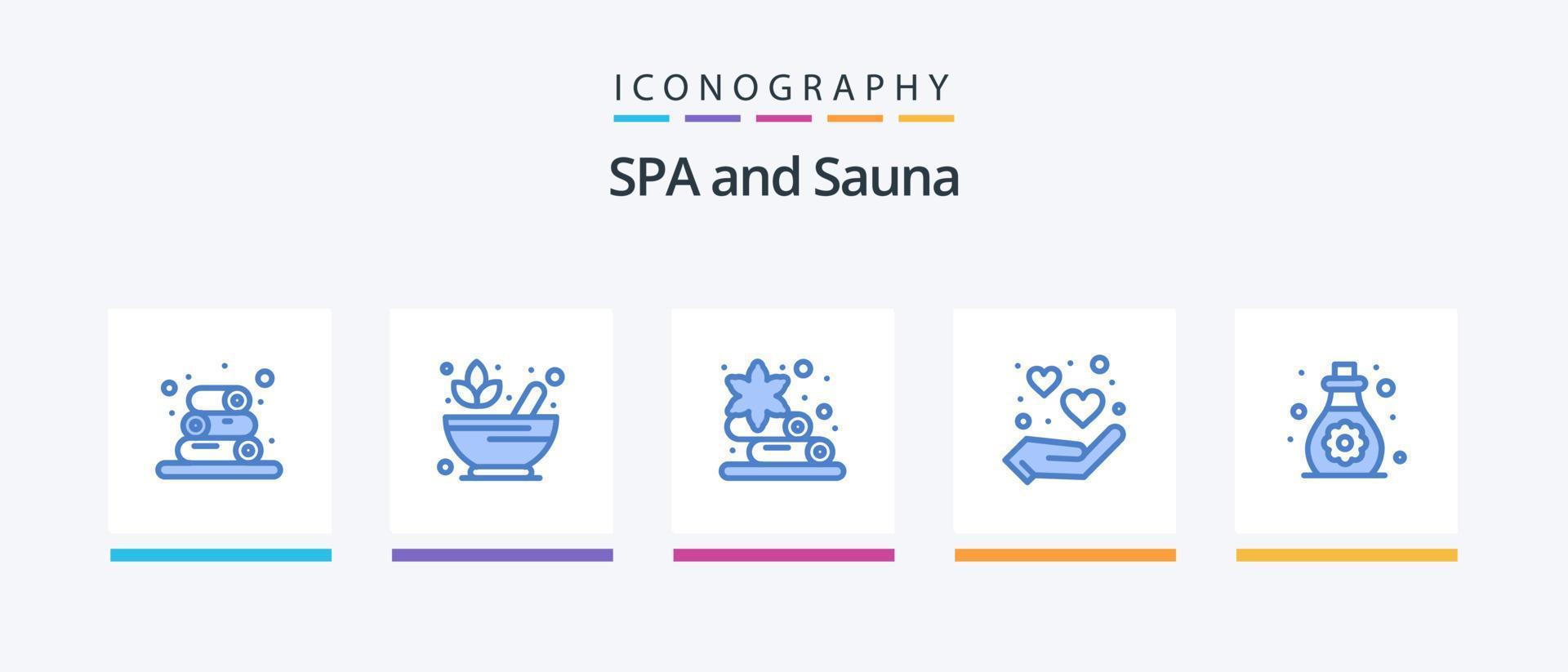 sauna blauw 5 icoon pak inclusief peuter. olie. sauna. zorg. liefde. creatief pictogrammen ontwerp vector