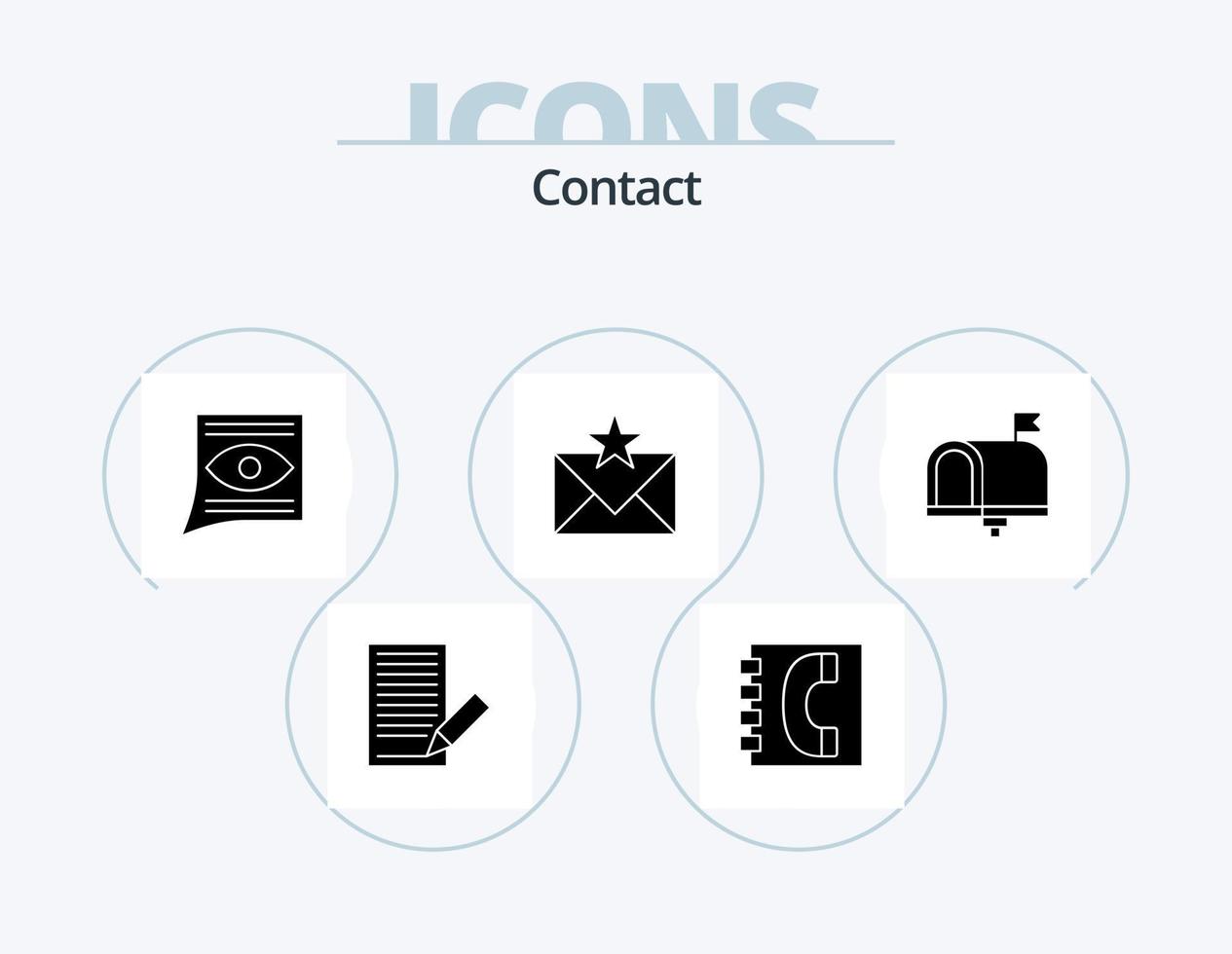 contact glyph icoon pak 5 icoon ontwerp. envelop. communicatie. contacten. postvak IN. contact ons vector