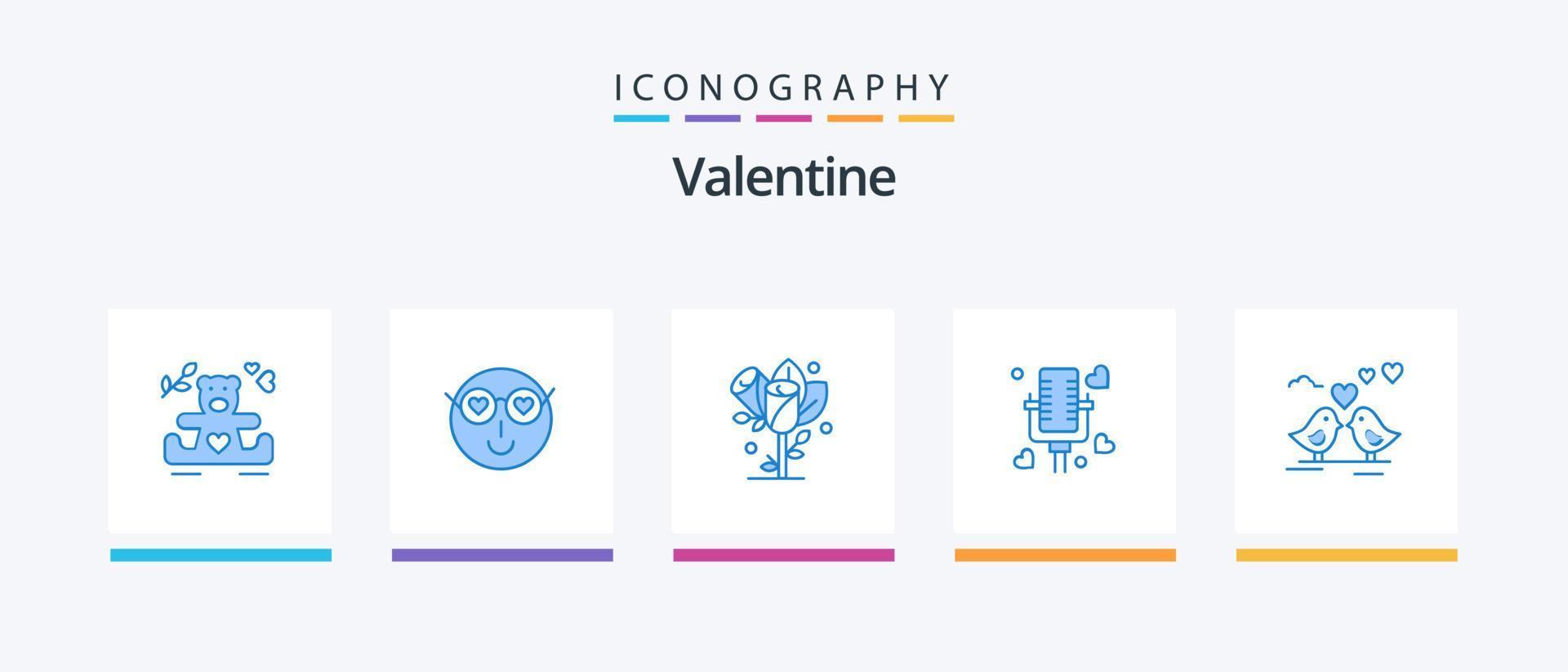 Valentijn blauw 5 icoon pak inclusief bruid. getrouwd. gebruiker. liefde. bruiloft. creatief pictogrammen ontwerp vector