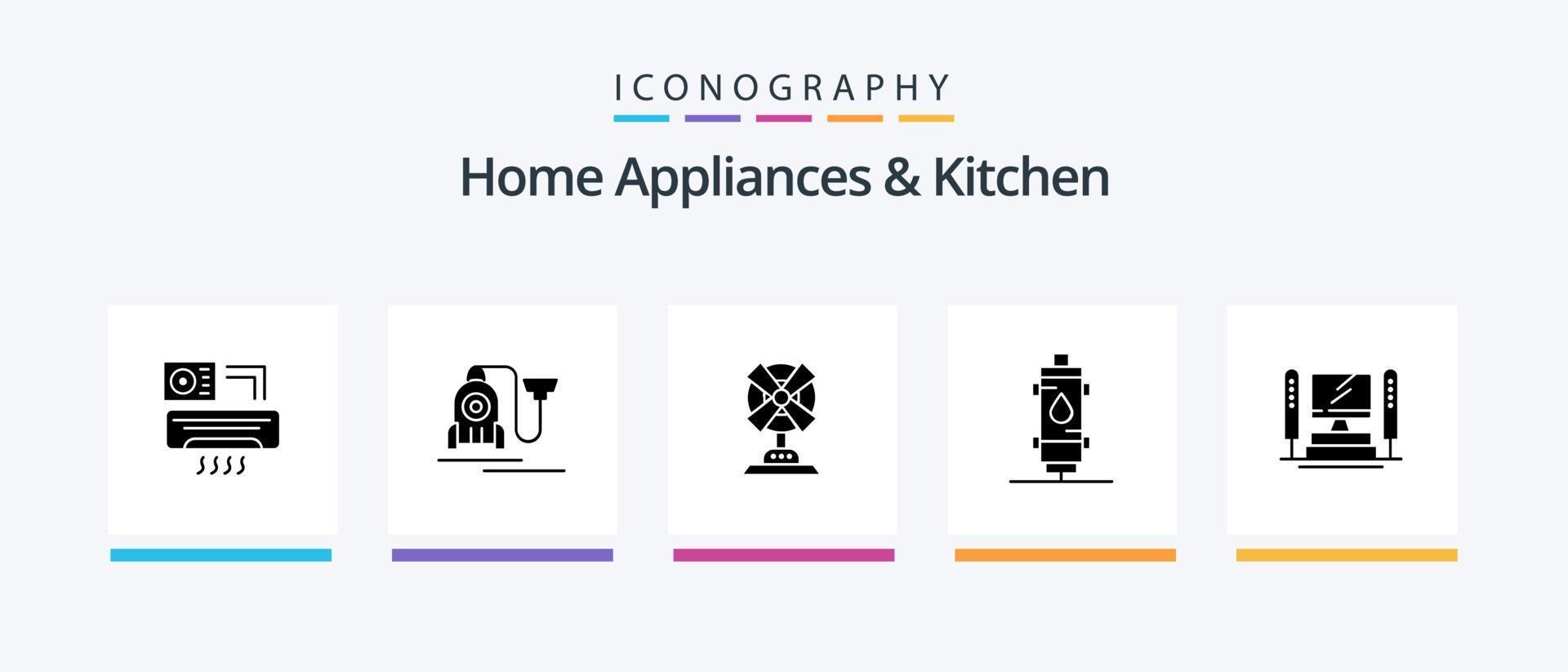 huis huishoudelijke apparaten en keuken glyph 5 icoon pak inclusief keuken. machine. hotel. huis. elektrisch. creatief pictogrammen ontwerp vector