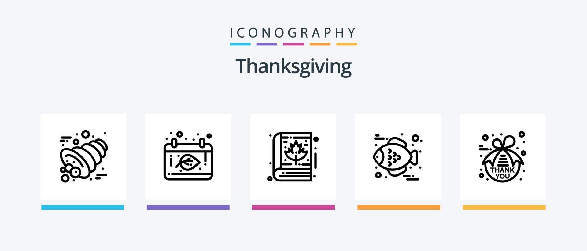 dankzegging lijn 5 icoon pak inclusief voedsel. dankzegging. kers. vakantie. herfst. creatief pictogrammen ontwerp vector