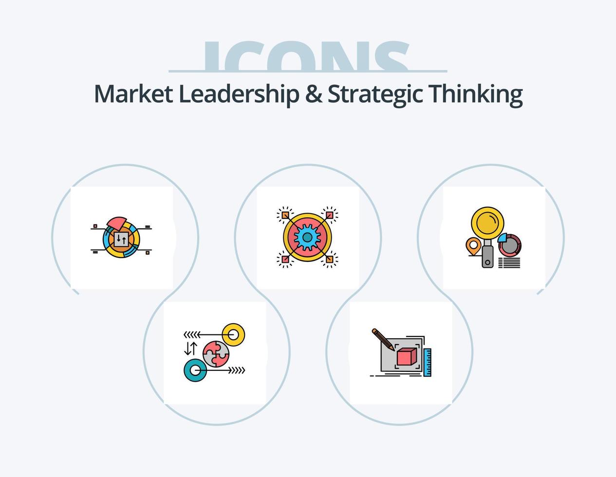 markt leiderschap en strategisch denken lijn gevulde icoon pak 5 icoon ontwerp. identiteit. kloon. Mens. lijn vector
