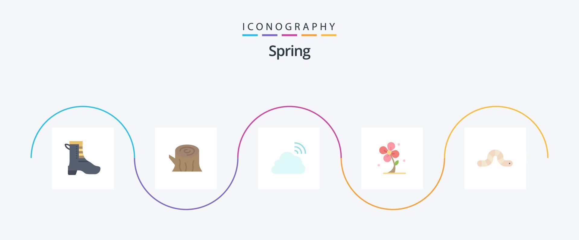 voorjaar vlak 5 icoon pak inclusief de lente. bloem. wolk. bloemen. weer vector
