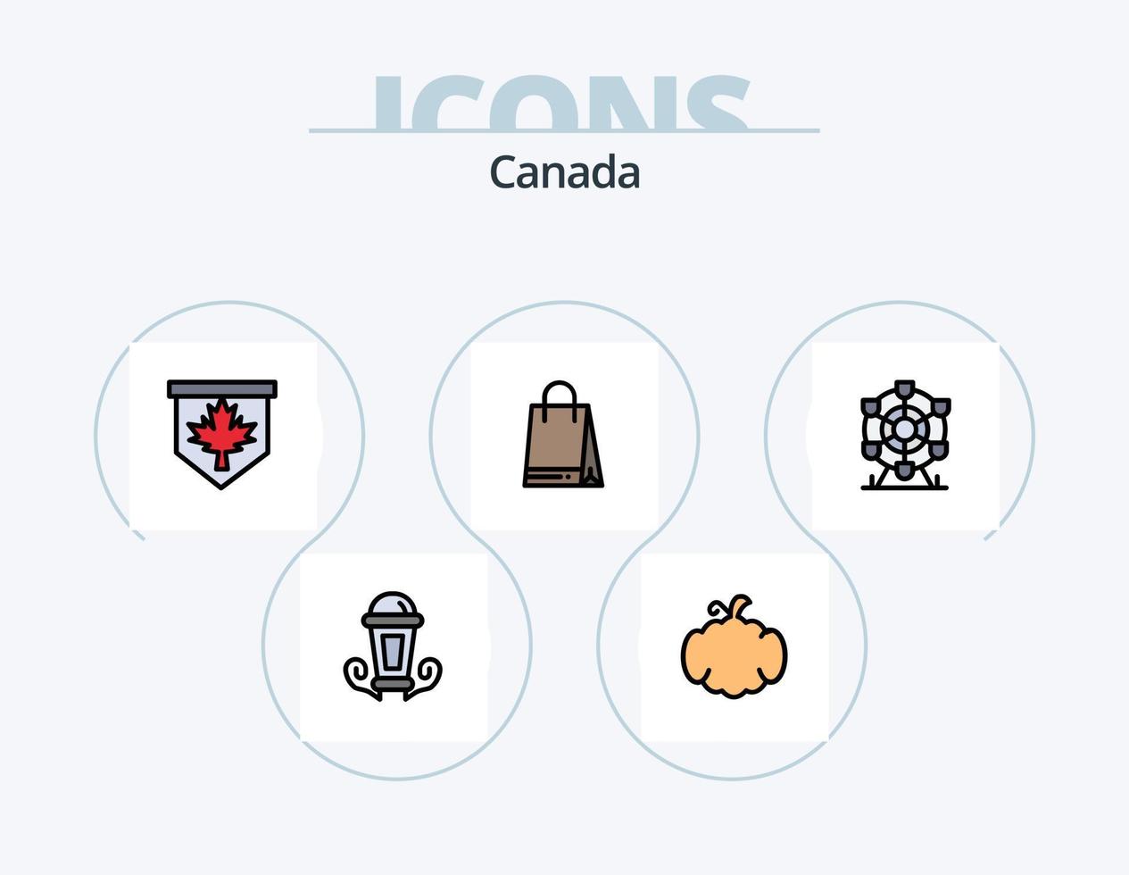 Canada lijn gevulde icoon pak 5 icoon ontwerp. winkelen. Canada. mobiel. pompoen. Cucurbit vector