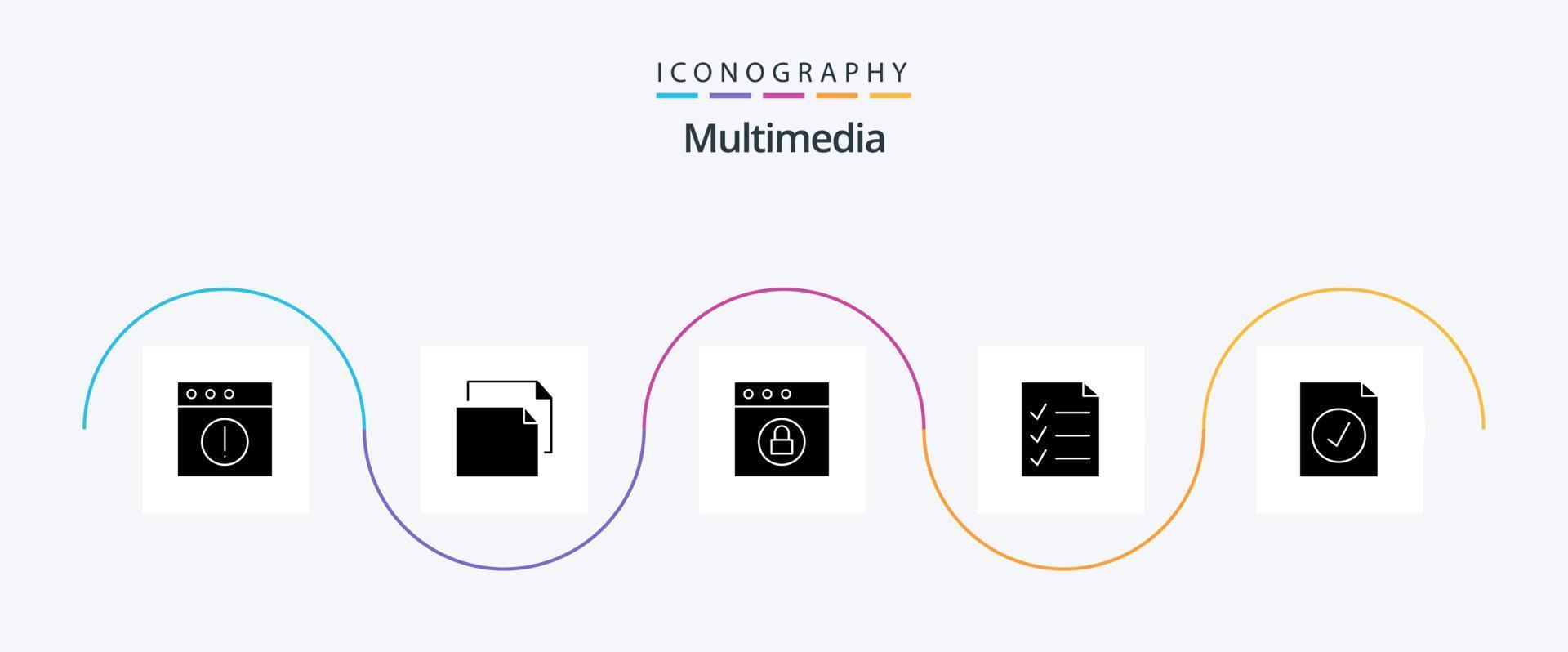 multimedia glyph 5 icoon pak inclusief . Mac. geselecteerd. compleet vector