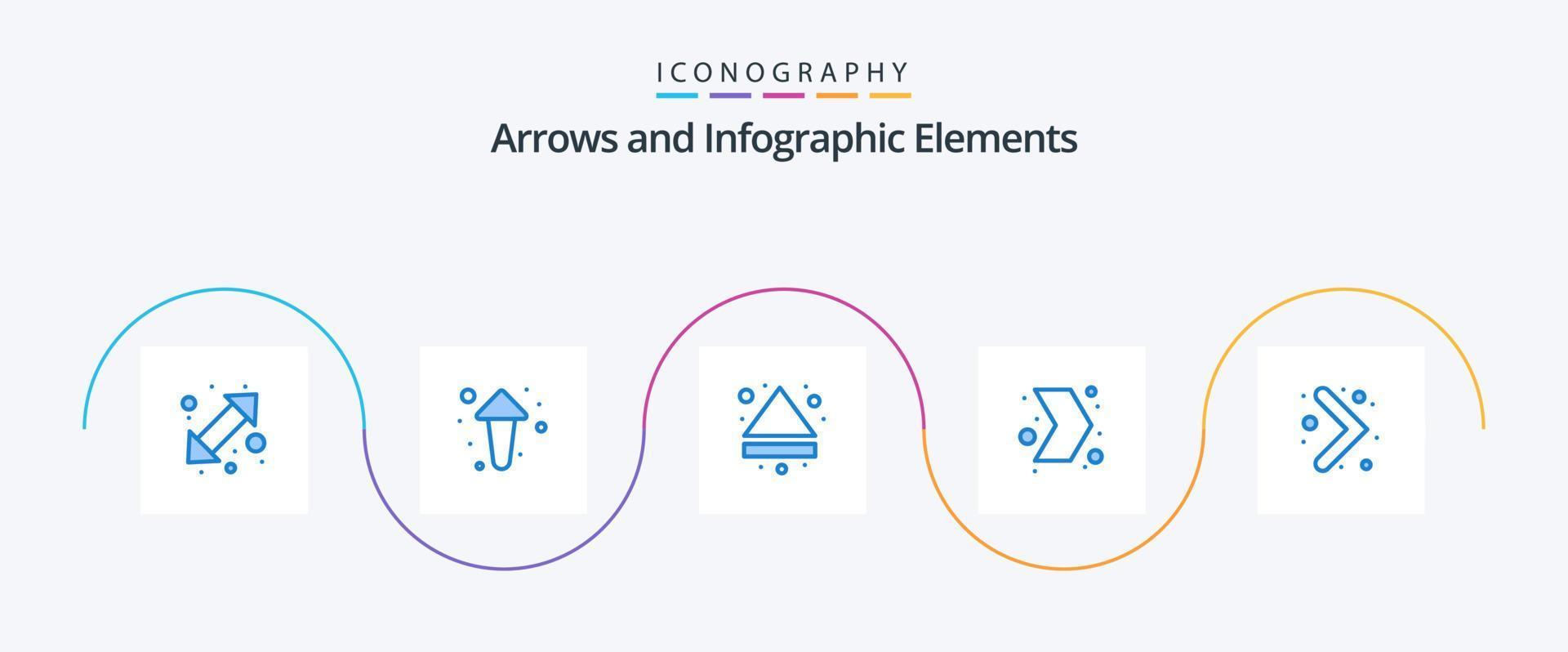 pijl blauw 5 icoon pak inclusief navigatie. Rechtsaf. pijl. multimediaal. pijl vector
