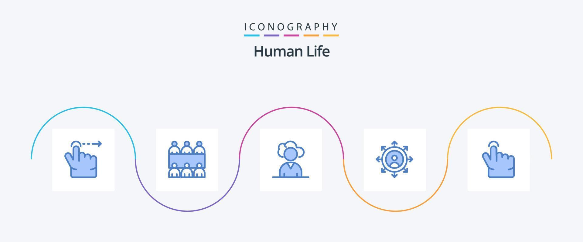 menselijk blauw 5 icoon pak inclusief . persoon. aanraken. vinger vector