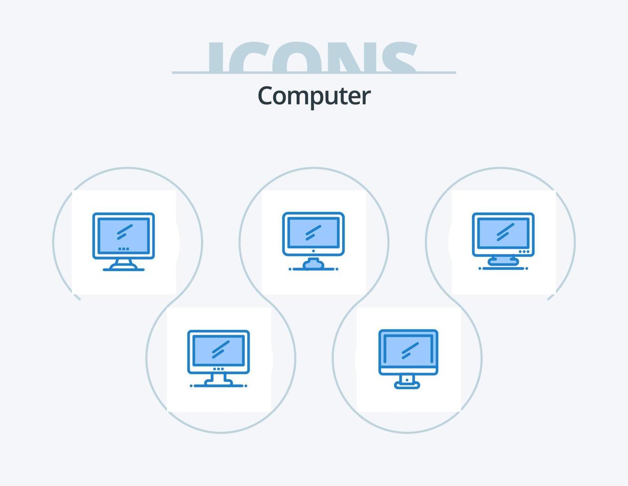computer blauw icoon pak 5 icoon ontwerp. . vector