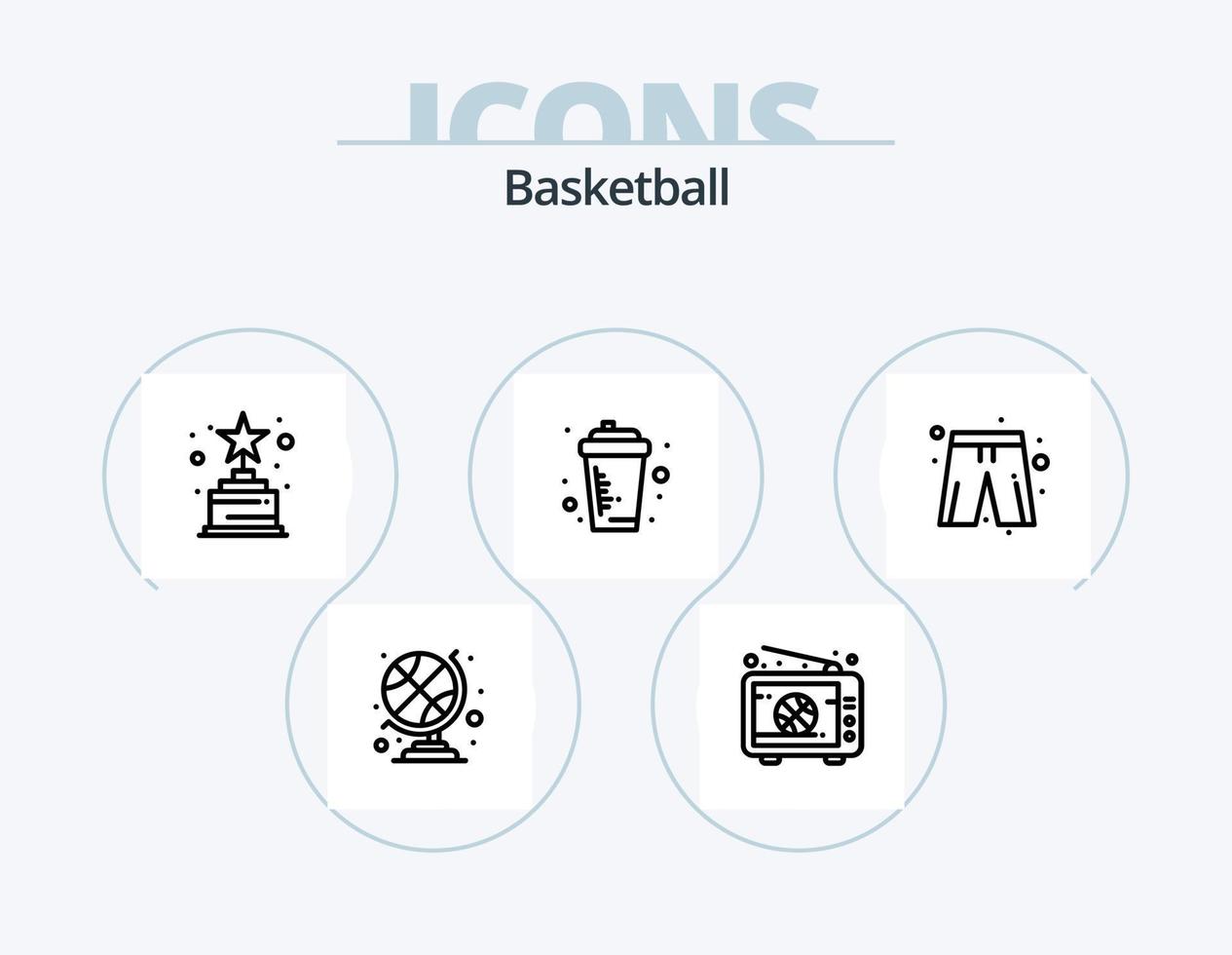 basketbal lijn icoon pak 5 icoon ontwerp. tactiek. pad. mand. blessure. steun vector
