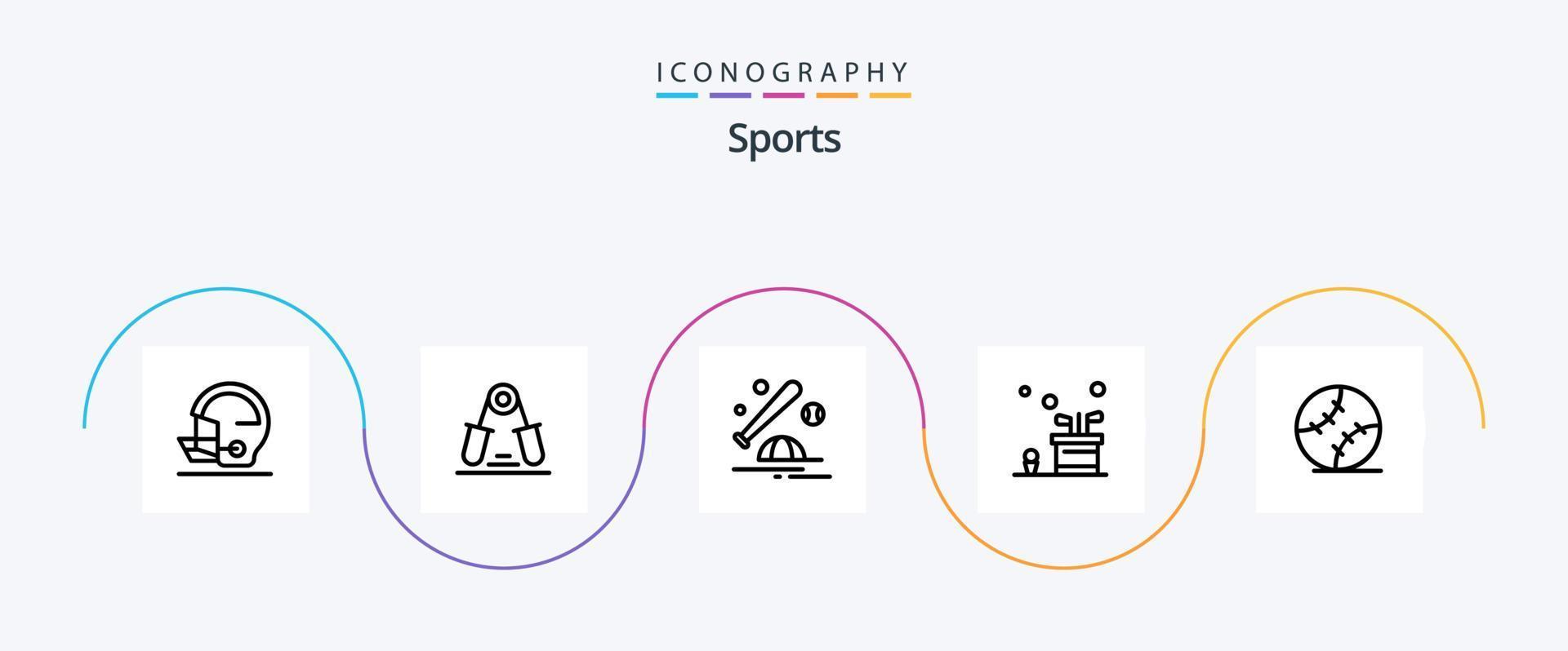 sport- lijn 5 icoon pak inclusief spel. caddie. vinger. tas. pet vector