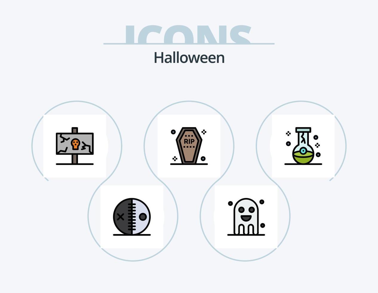 halloween lijn gevulde icoon pak 5 icoon ontwerp. nacht. halloween. geest. knuppel. halloween vector