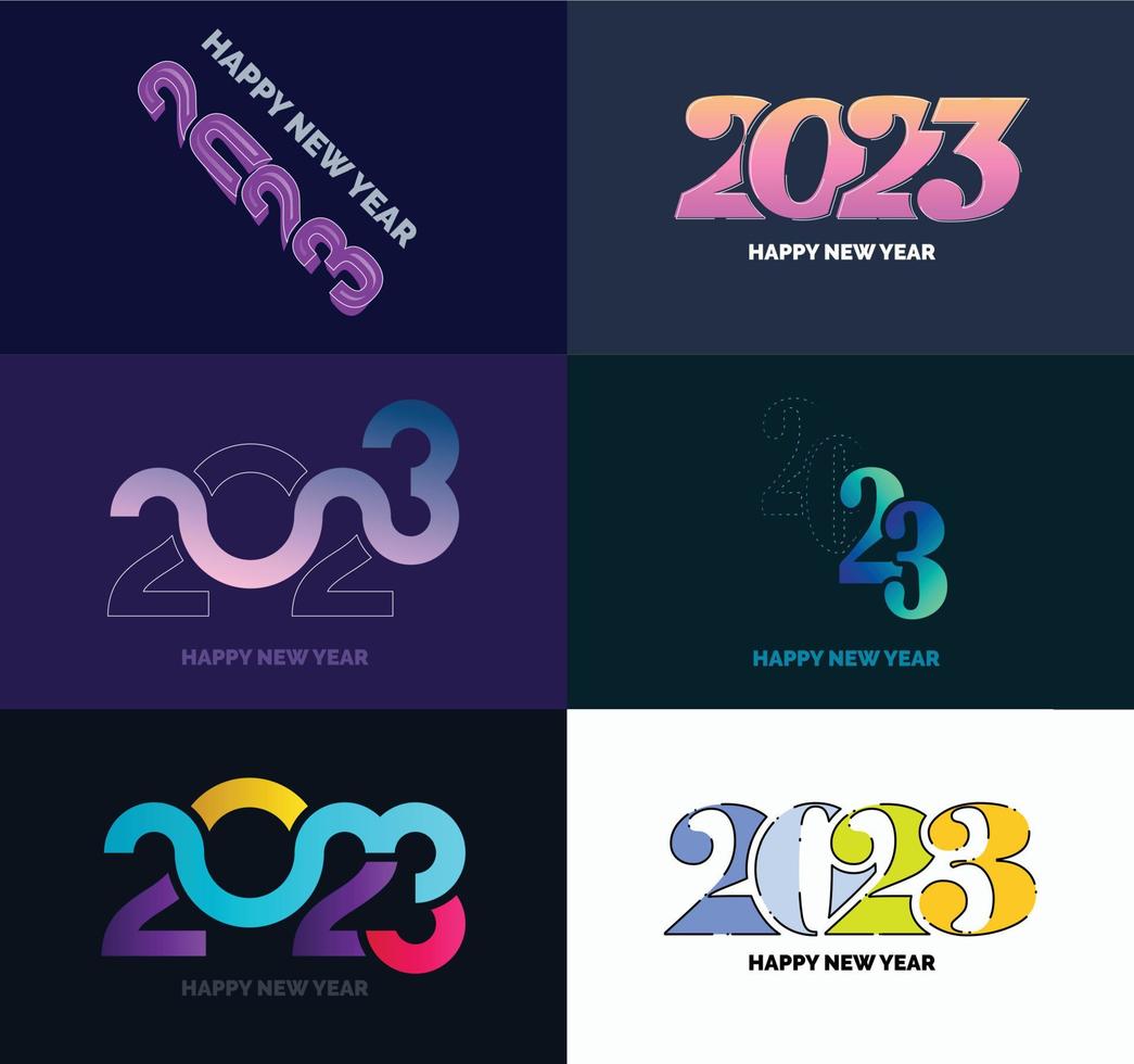 groot reeks van 2023 gelukkig nieuw jaar logo tekst ontwerp 2023 aantal ontwerp sjabloon vector