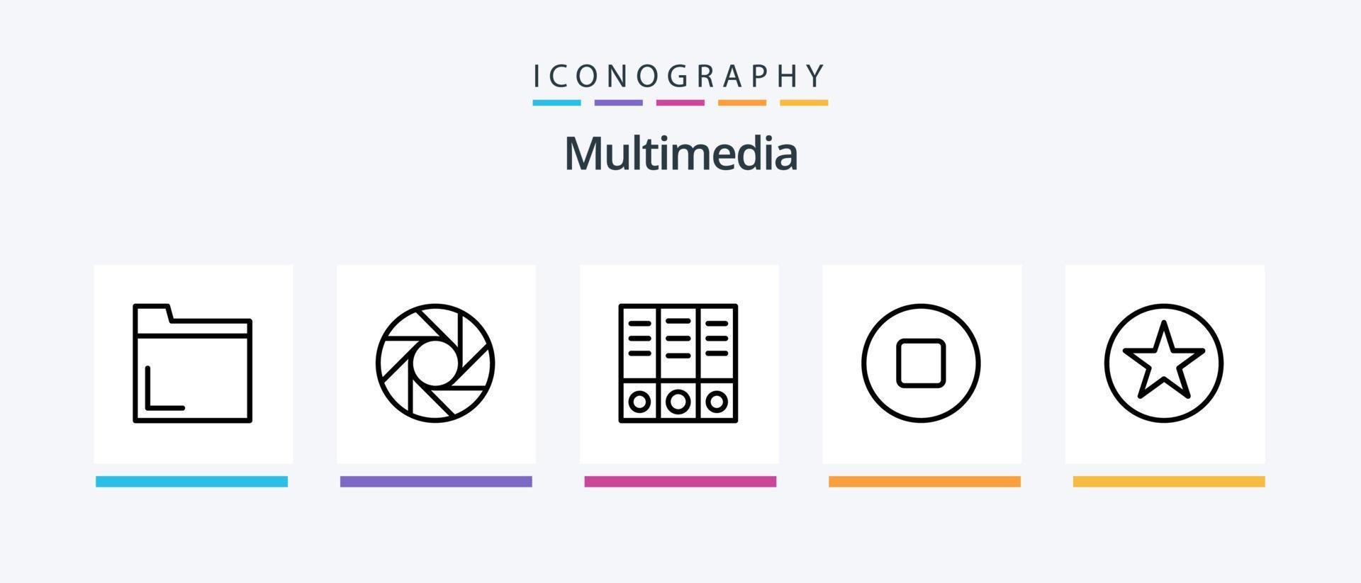 multimedia lijn 5 icoon pak inclusief . oog. multimediaal. pauze. creatief pictogrammen ontwerp vector