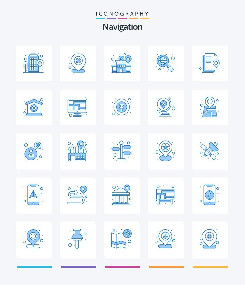 creatief navigatie 25 blauw icoon pak zo net zo huis. het dossier. plaats. document. internet vector