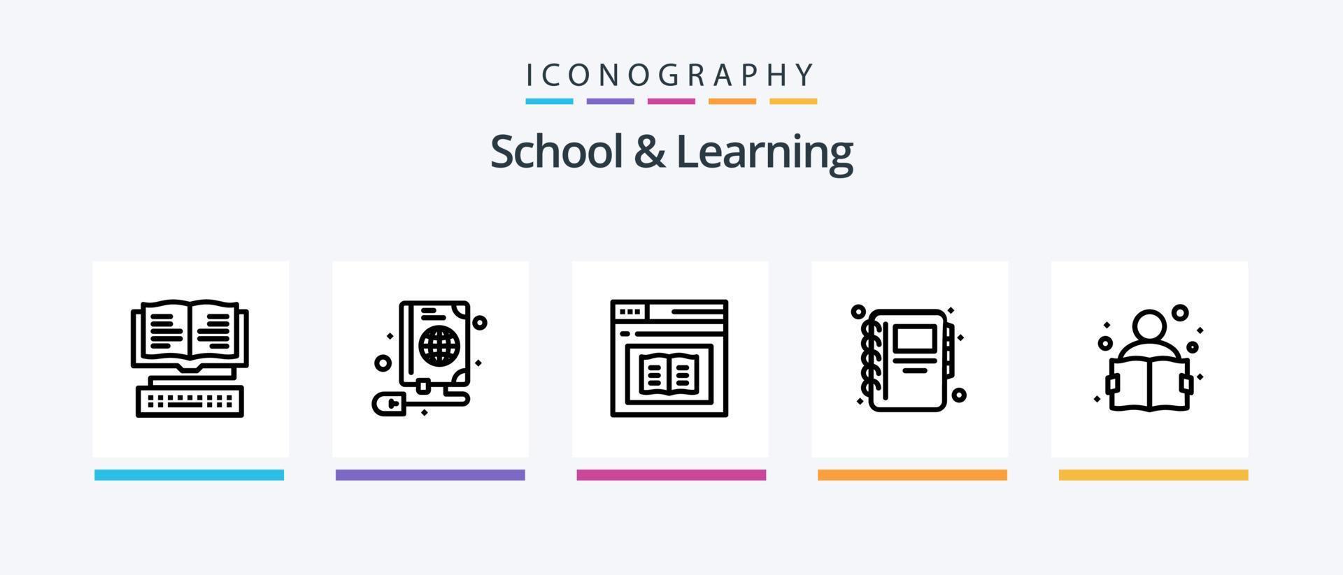 school- en aan het leren lijn 5 icoon pak inclusief . lezing. voedsel. kennis. school. creatief pictogrammen ontwerp vector