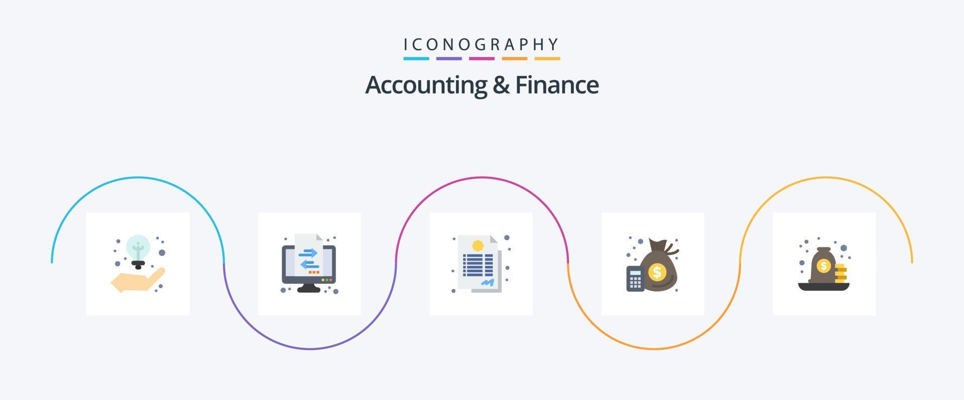 accounting en financiën vlak 5 icoon pak inclusief hypotheek. geld. overeenkomst. beheer. accounting vector