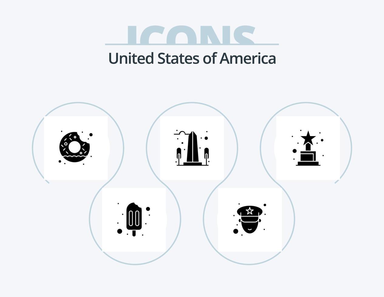 Verenigde Staten van Amerika glyph icoon pak 5 icoon ontwerp. trofee. prestatie. lekker. Washington. zicht vector