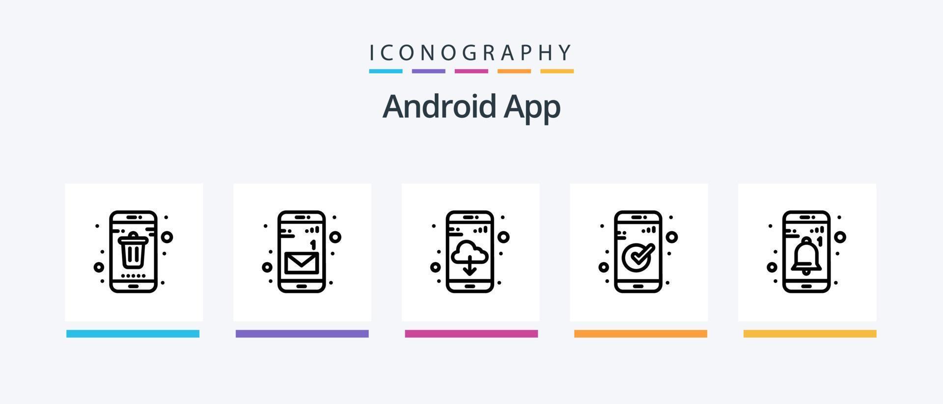 android app lijn 5 icoon pak inclusief het weer. telefoon. smartphone. Wifi. mobiel. creatief pictogrammen ontwerp vector