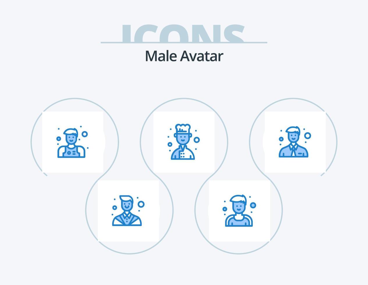 mannetje avatar blauw icoon pak 5 icoon ontwerp. . kantoor. Mens. Mens. koken vector