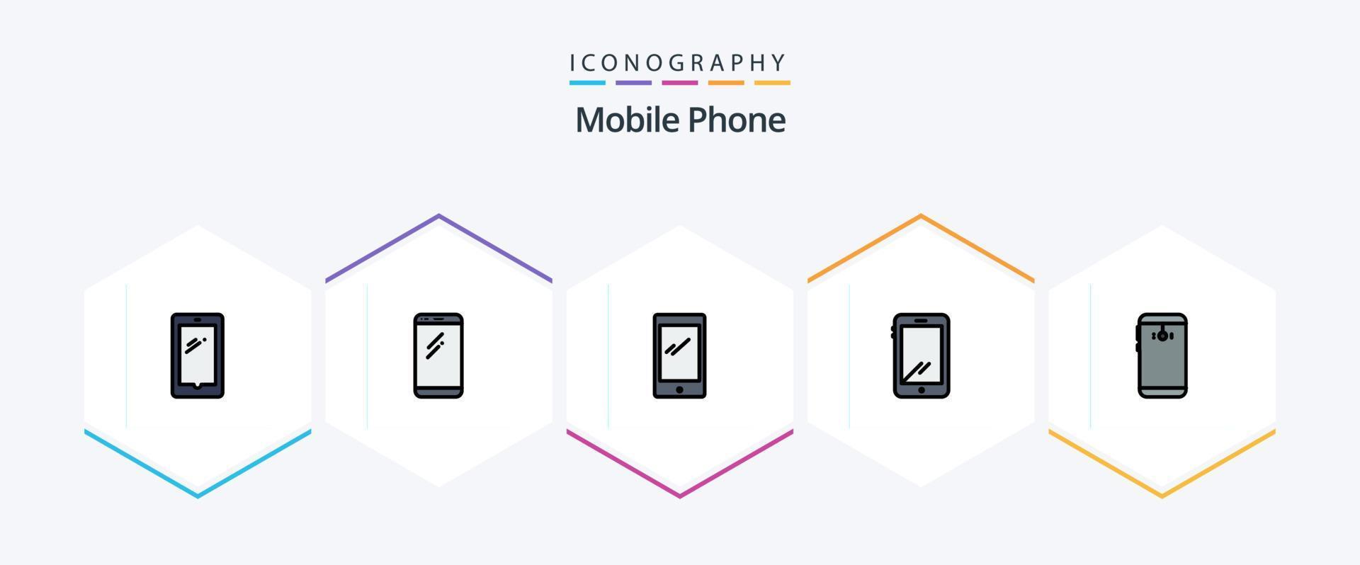 mobiel telefoon 25 gevulde lijn icoon pak inclusief . camera. vector