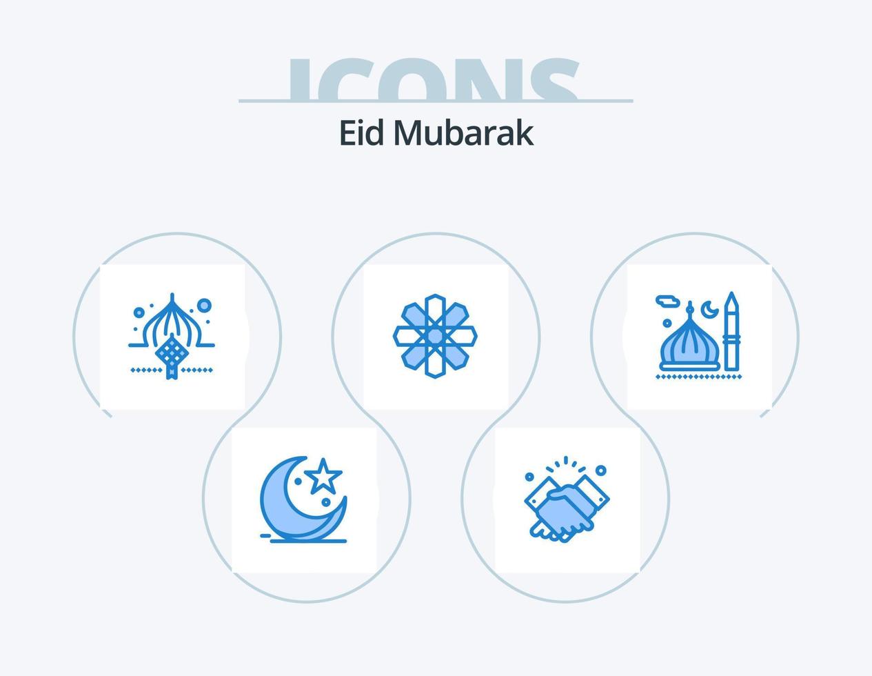 eid mubarak blauw icoon pak 5 icoon ontwerp. decoratie. bloem. moslim. eid. decoratie vector