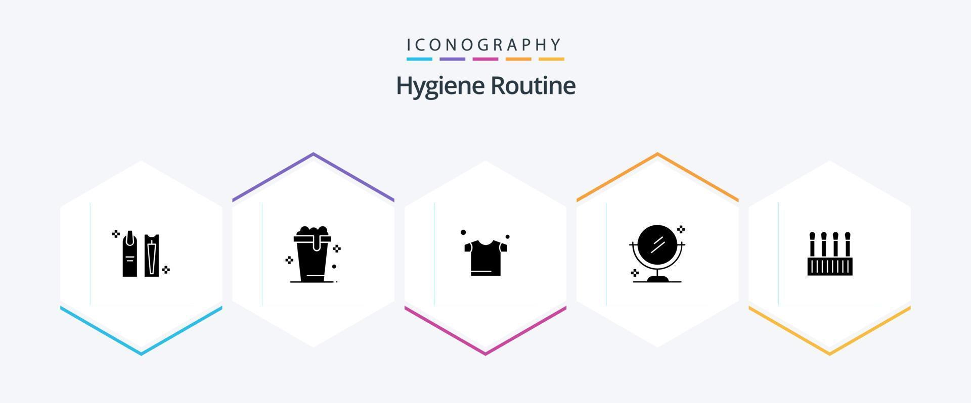hygiëne routine- 25 glyph icoon pak inclusief kunstmatig. schoonheid. schoonmaak. schoon. spiegel vector