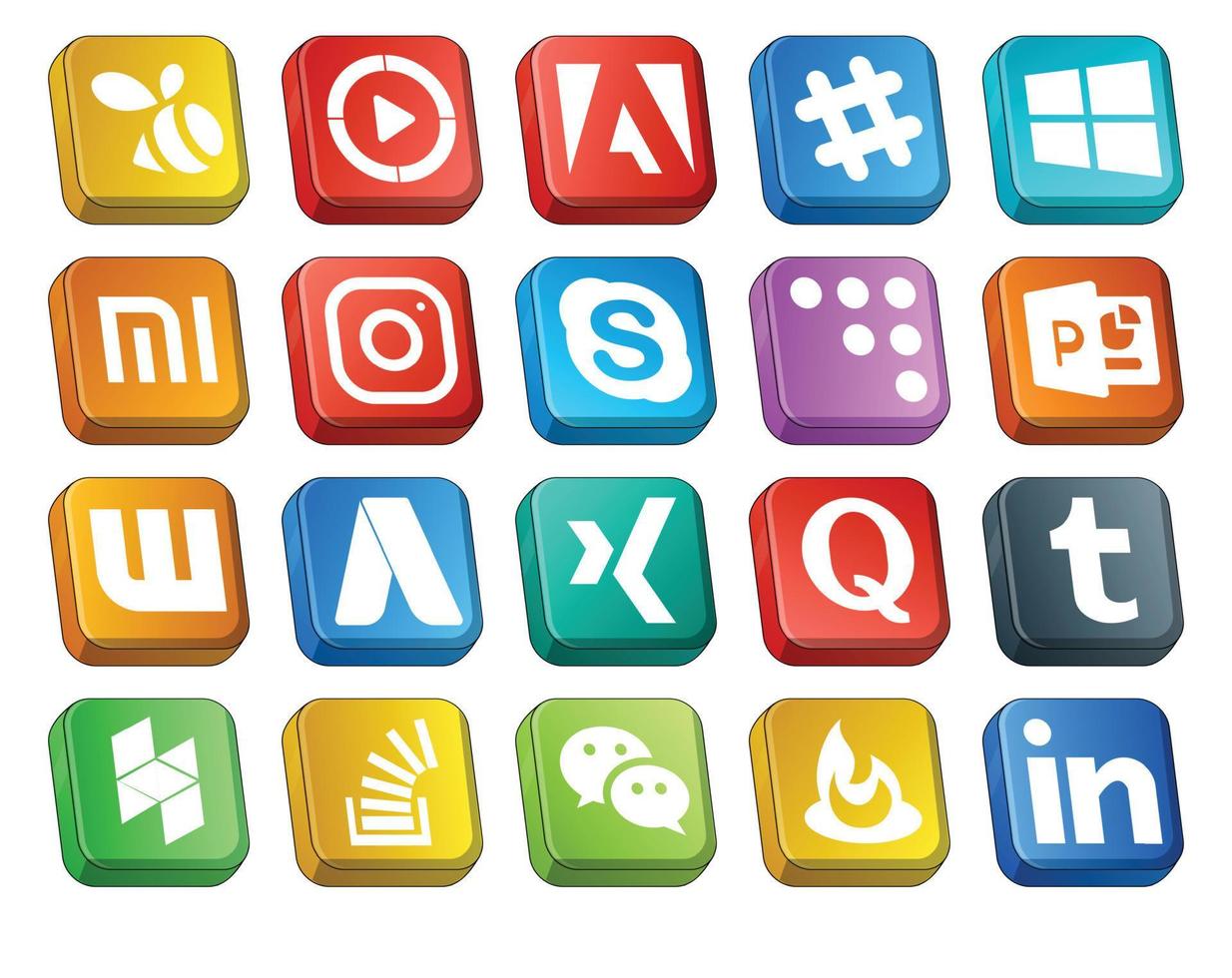 20 sociaal media icoon pak inclusief vraag xing instagram adwords Power Point vector