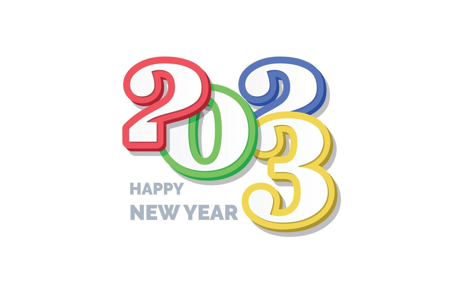 3d gelukkig nieuw jaar 2023 logo ontwerp vector