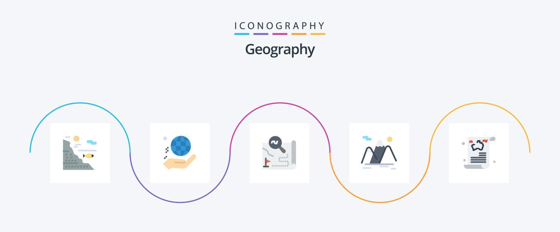 geo- grafisch vlak 5 icoon pak inclusief reizen. bergen. wereld. zoeken. reizen vector