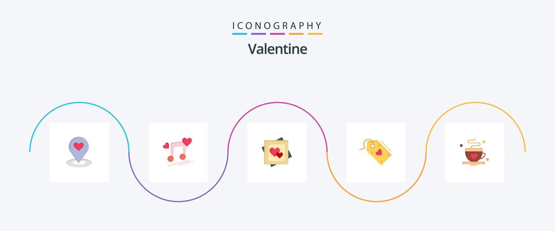 Valentijn vlak 5 icoon pak inclusief liefde. valentijnskaarten. liefde. valentijn. liefde vector