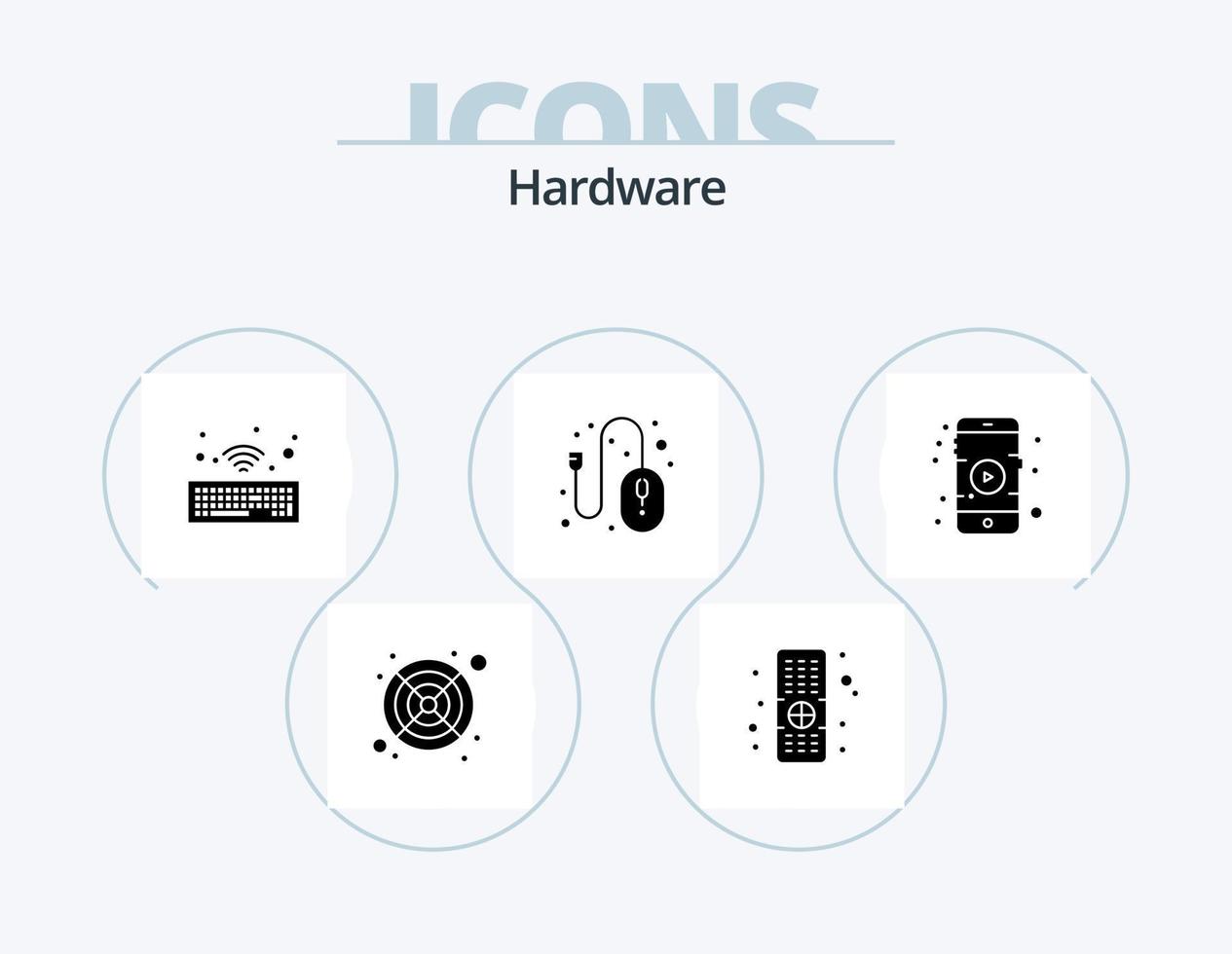 hardware glyph icoon pak 5 icoon ontwerp. . Speel. draadloze. film. controle vector