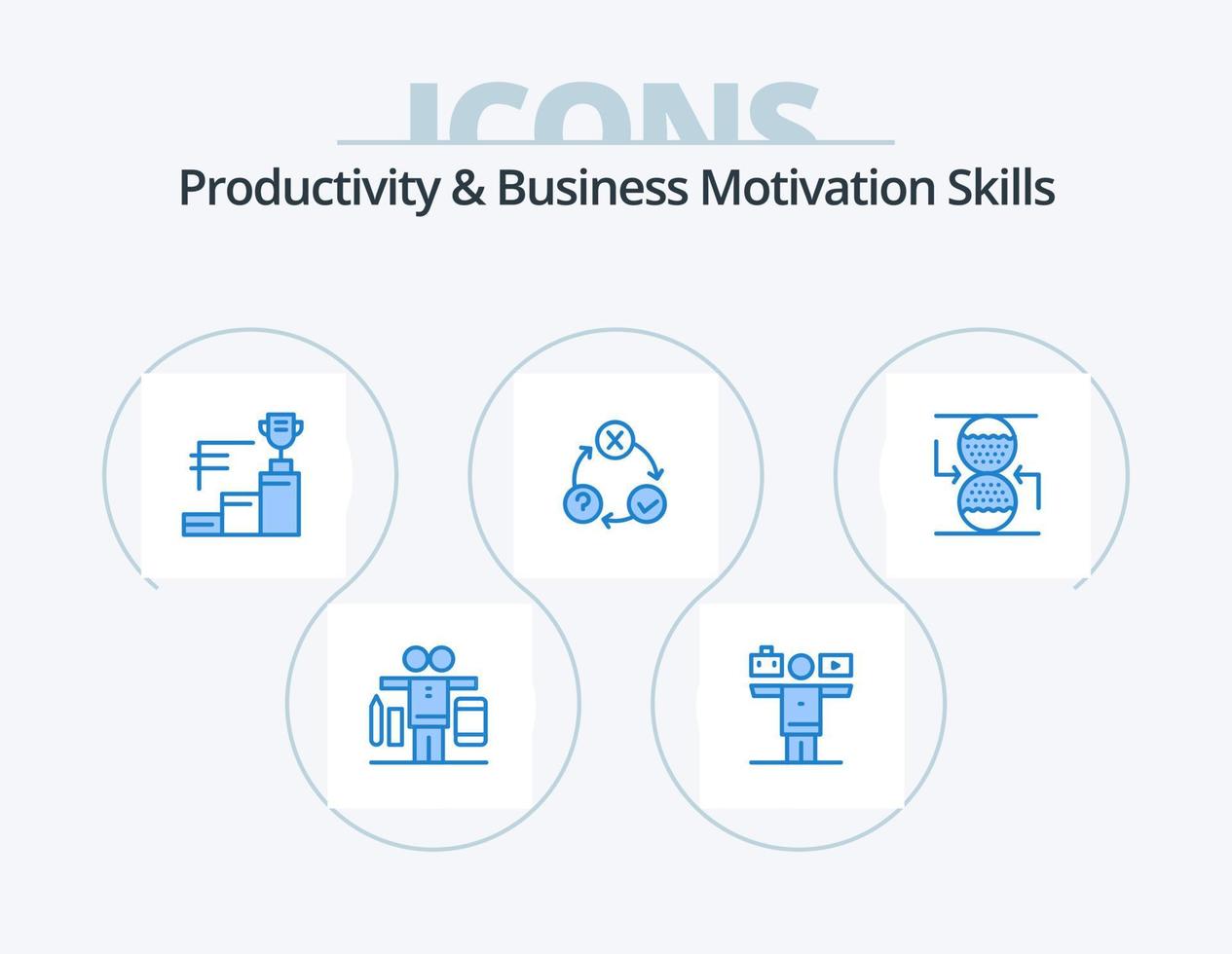 produktiviteit en bedrijf motivatie vaardigheden blauw icoon pak 5 icoon ontwerp. . effectief. dagelijks. controle. realisatie vector