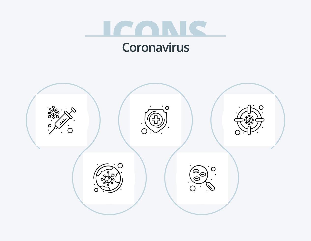 coronavirus lijn icoon pak 5 icoon ontwerp. knuppel. pathogeen. virus. deeltje. gebruiker vector