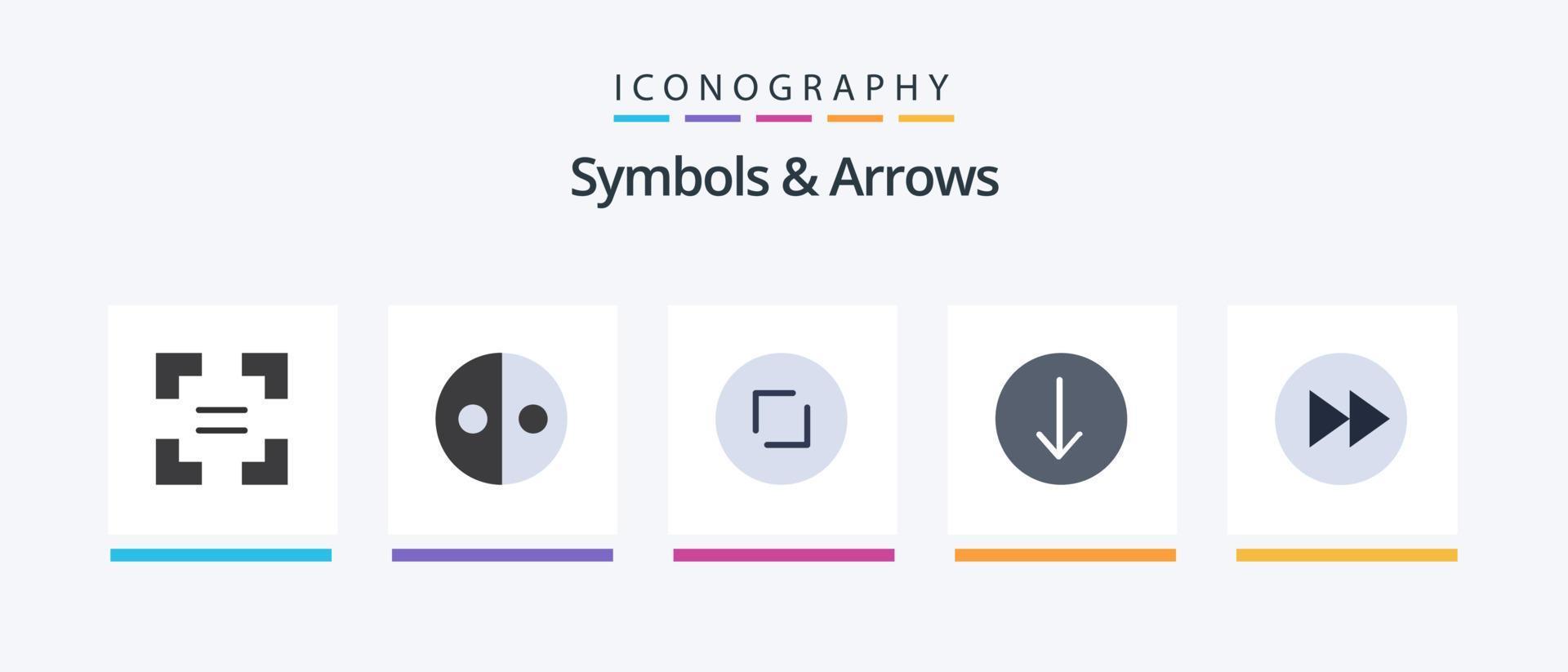 symbolen en pijlen vlak 5 icoon pak inclusief pijlen Rechtsaf. pijl Rechtsaf. cirkel. pijl. symbool. creatief pictogrammen ontwerp vector
