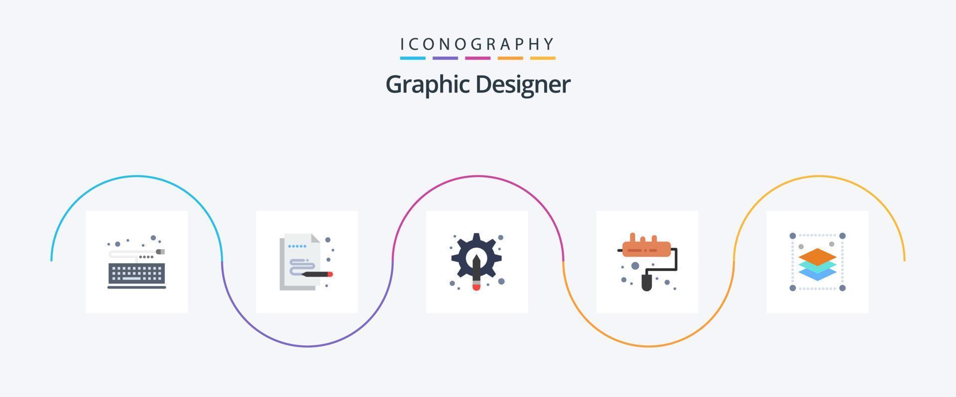 grafisch ontwerper vlak 5 icoon pak inclusief ontwerp s. rol. ontwerper. verf. uitrusting vector