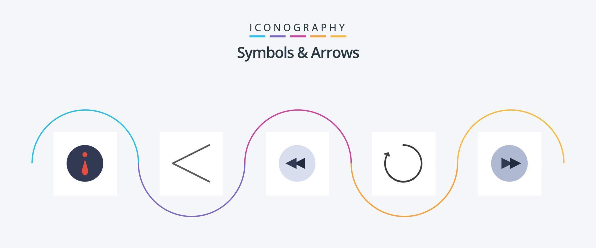 symbolen en pijlen vlak 5 icoon pak inclusief . terugspoelen. De volgende. cirkel vector