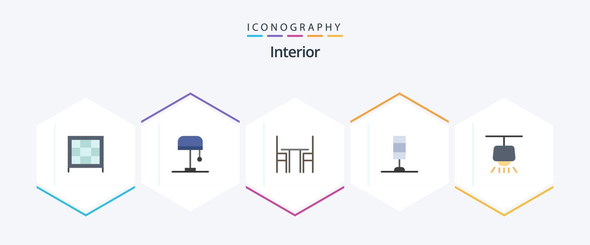 interieur 25 vlak icoon pak inclusief . lamp. meubilair. kroonluchter. lamp vector