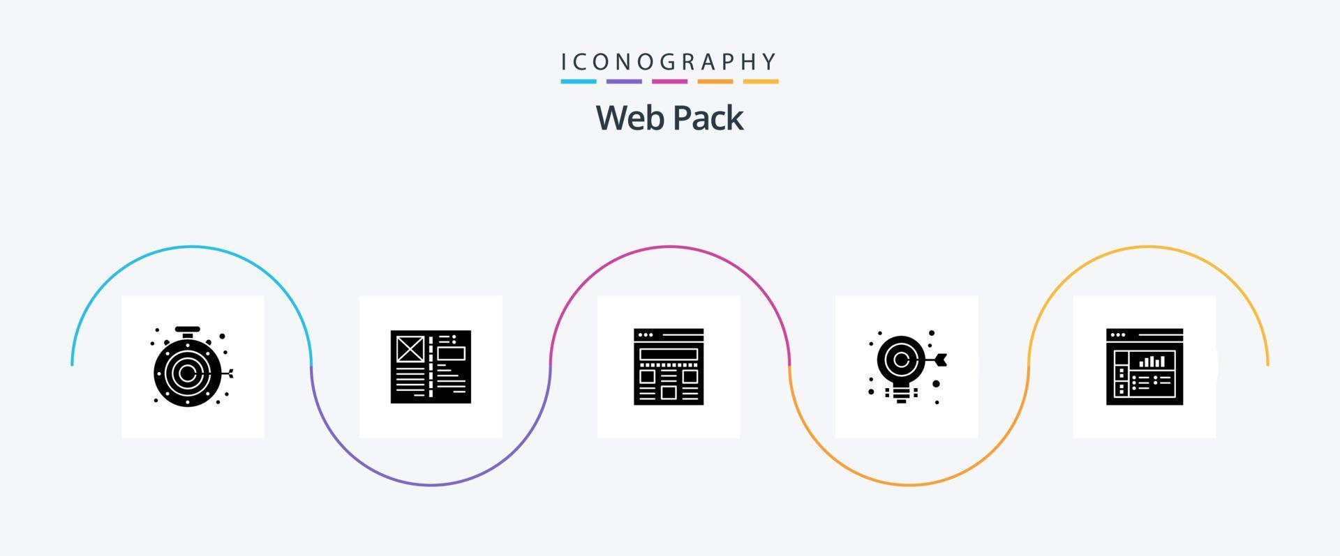 web pak glyph 5 icoon pak inclusief grafiek. web. indeling. doel. lamp vector