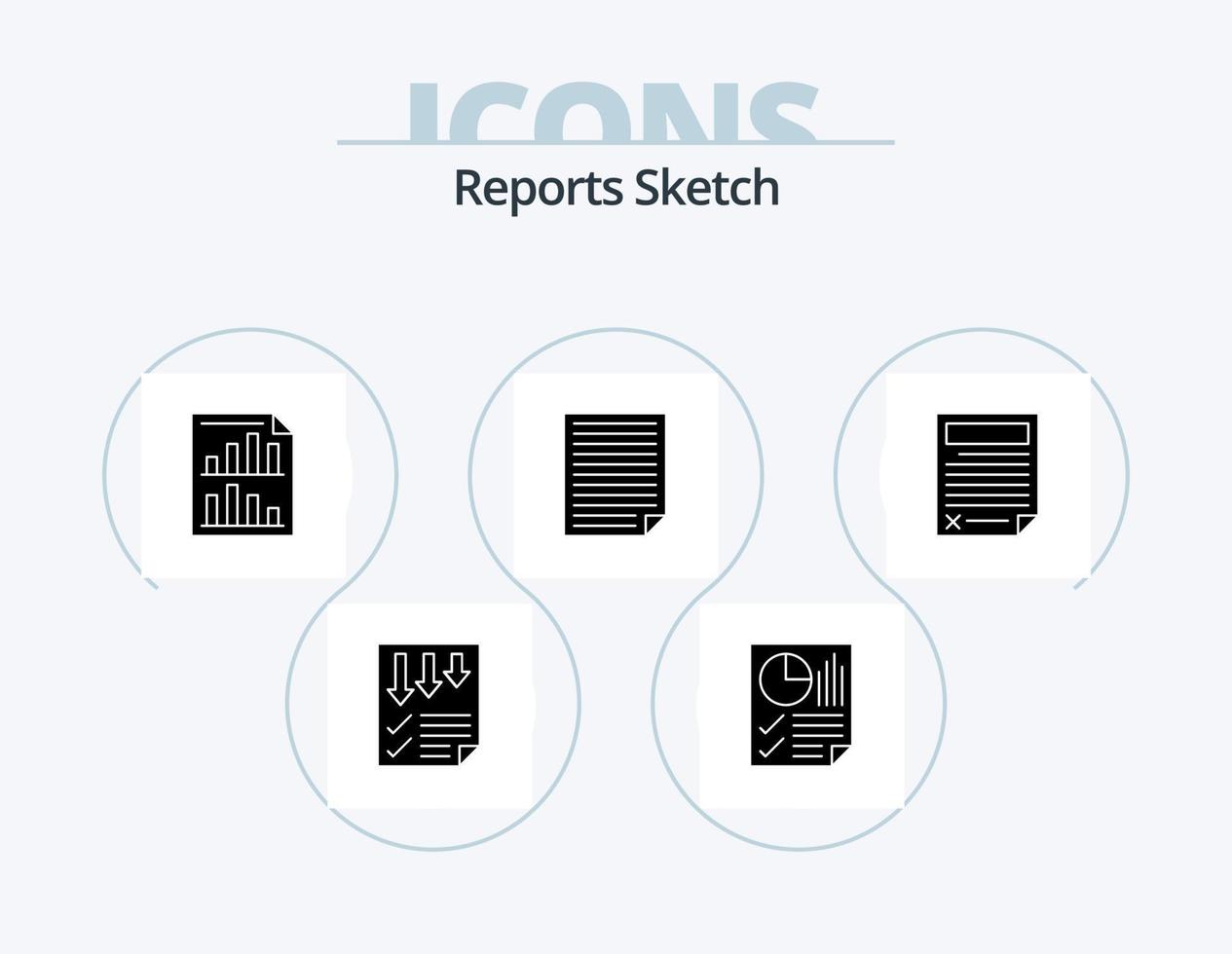 rapporten schetsen glyph icoon pak 5 icoon ontwerp. bladzijde. gegevens. bladzijde. rapport. bladzijde vector