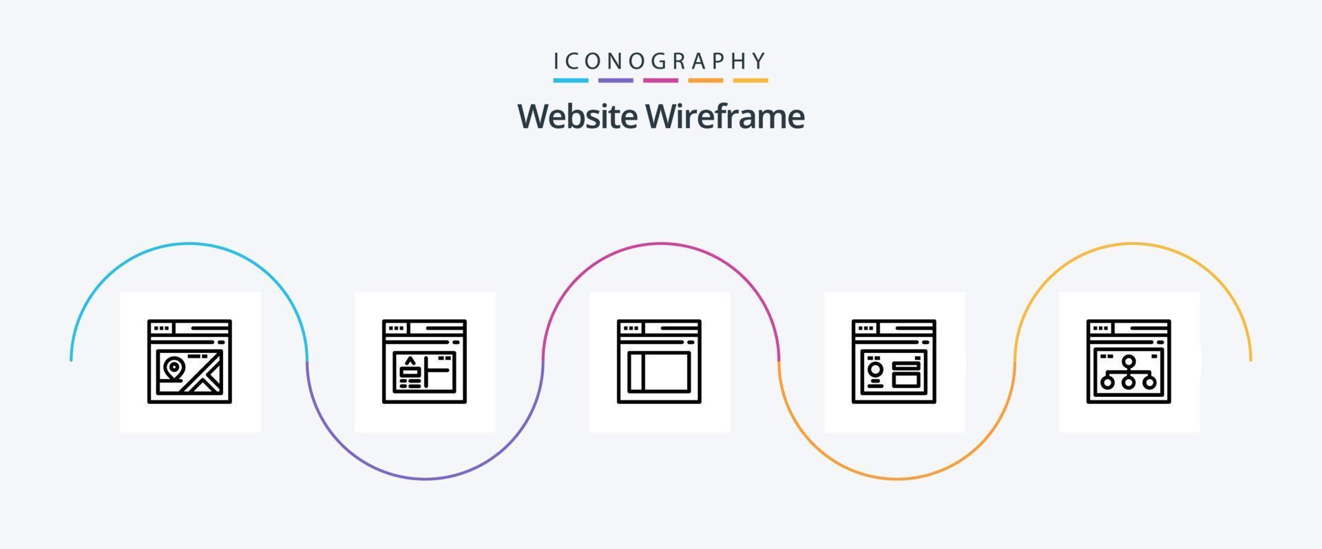 website wireframe lijn 5 icoon pak inclusief bladzijde. bladzijde. bladzijde. internetten. browser vector