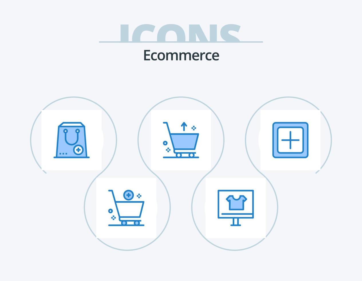 ecommerce blauw icoon pak 5 icoon ontwerp. e. kar. handel. pakket. handel vector