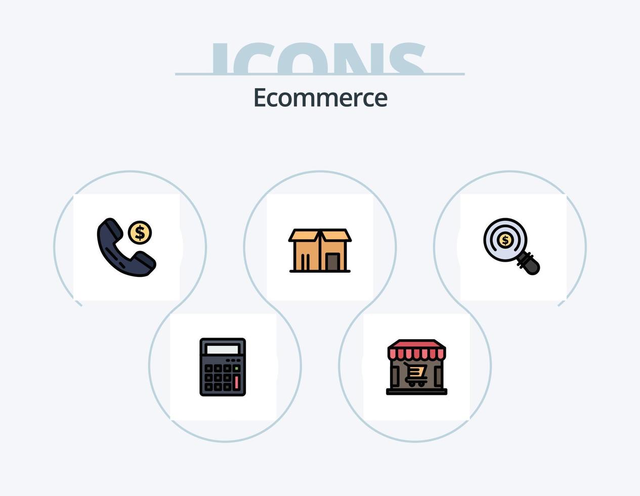 ecommerce lijn gevulde icoon pak 5 icoon ontwerp. . online. hand. winkelen. ecommerce vector