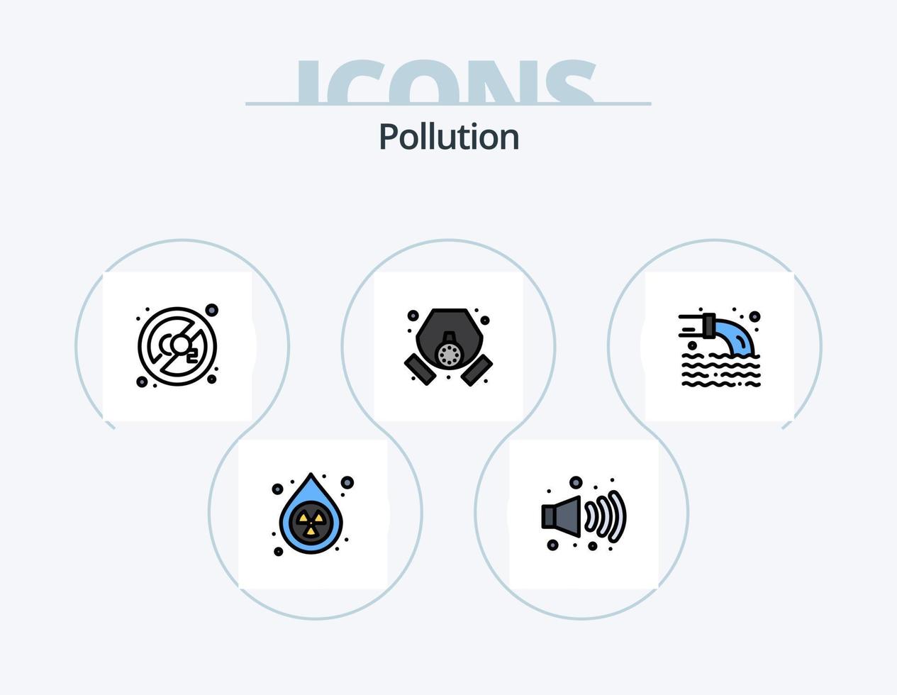 verontreiniging lijn gevulde icoon pak 5 icoon ontwerp. vervuiling. gas. vervuiling. afval. lekken vector