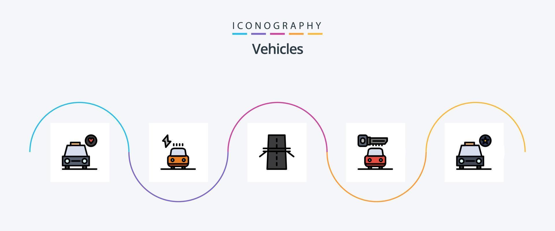 voertuigen lijn gevulde vlak 5 icoon pak inclusief ster. auto. bouw. veiligheid. auto vector