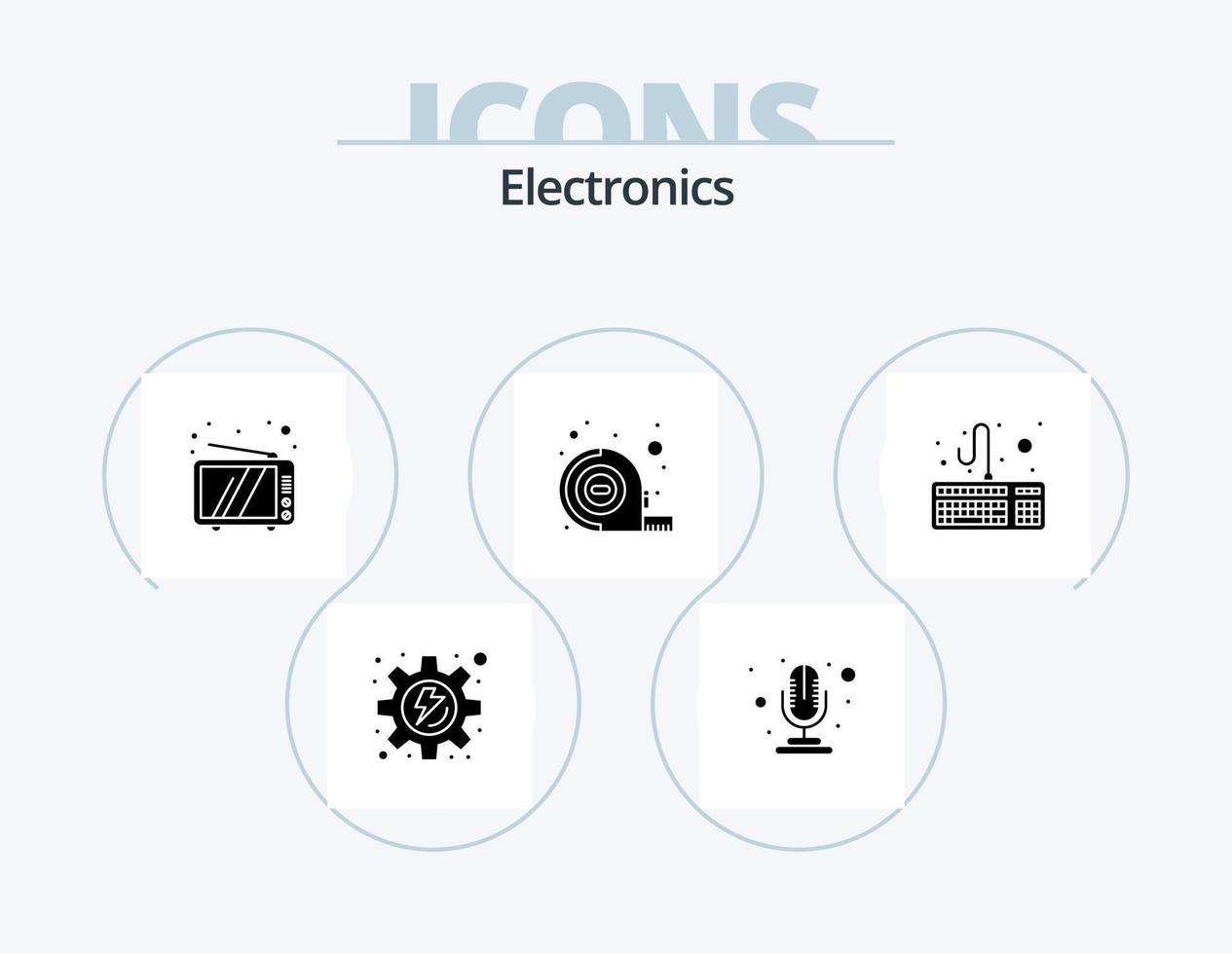 elektronica glyph icoon pak 5 icoon ontwerp. . toetsenbord. TV. hardware. gereedschap vector