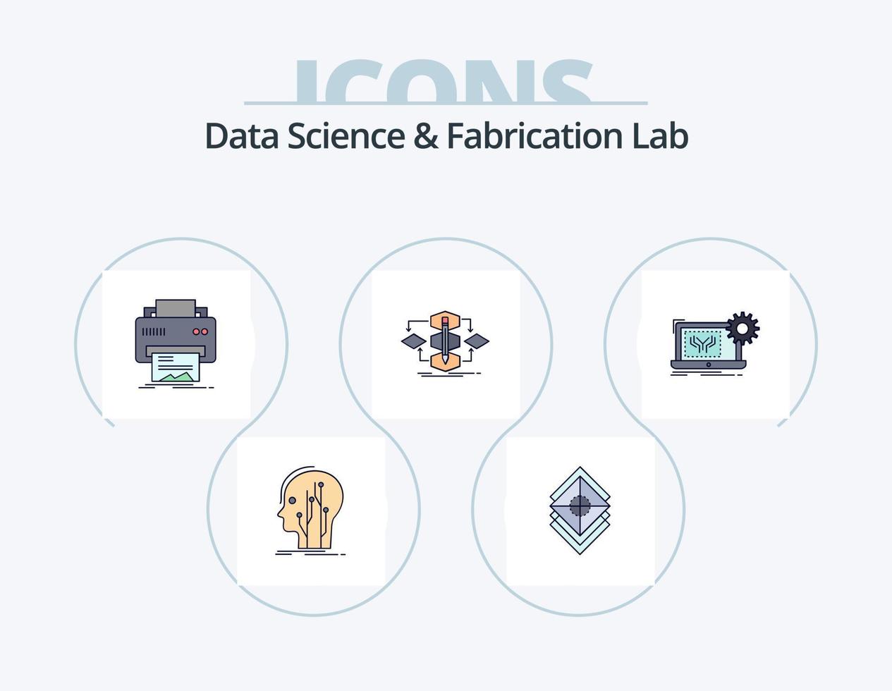 gegevens wetenschap en verzinsel laboratorium lijn gevulde icoon pak 5 icoon ontwerp. hoofd. gegevens. techniek. verstand. hacken vector